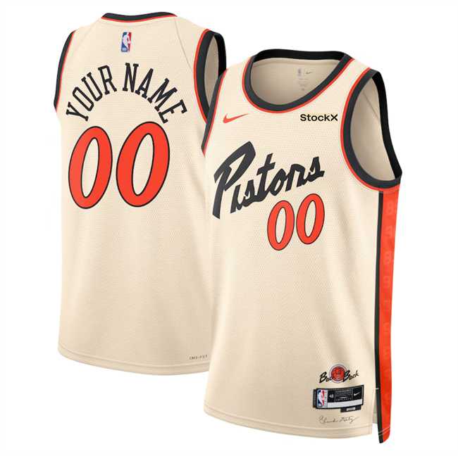 Men%27s Detroit Pistons Active Player Custom Cream 2024-25 City Edition Stitched Basketball Jersey